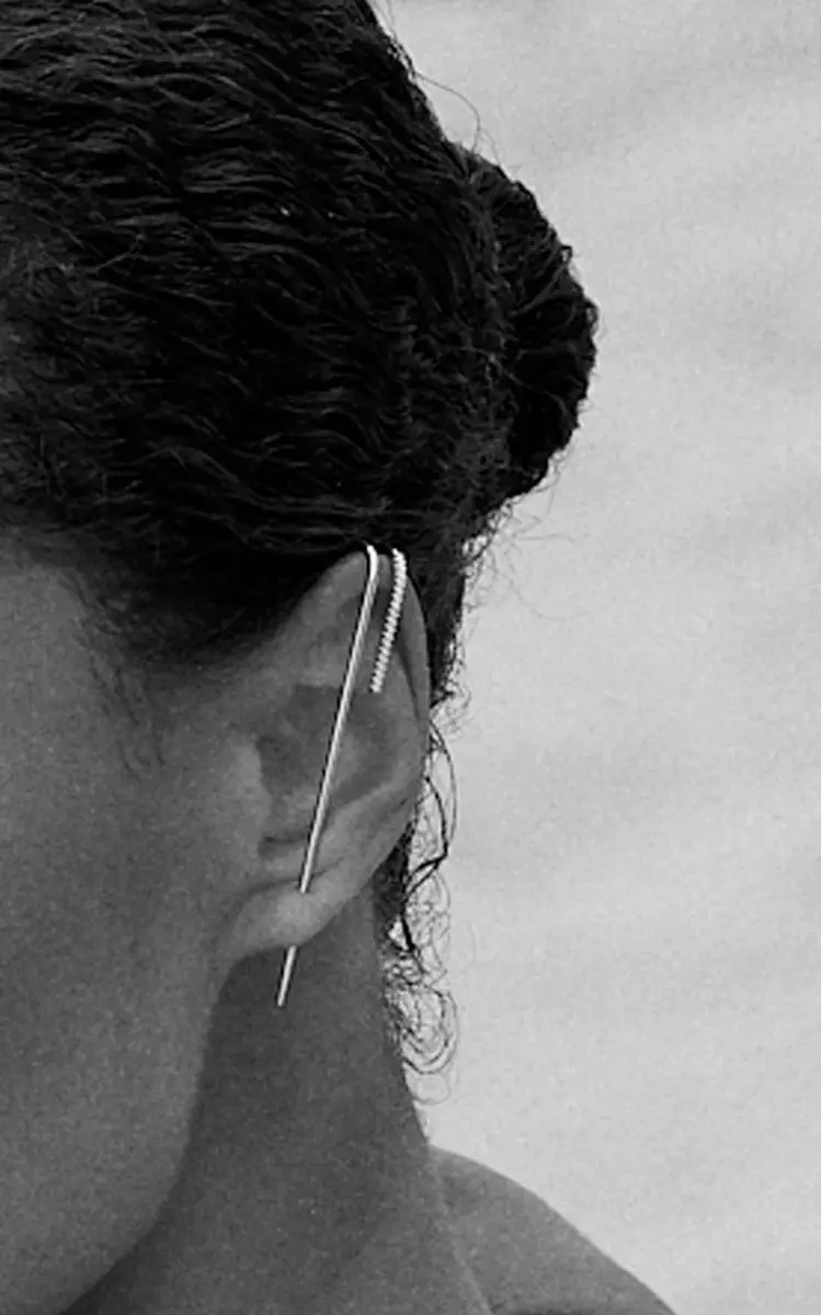 KATKIM Mono 18K White Gold Pin Single Earring | Thumbnail 2