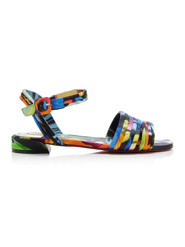 Christian Louboutin Exclusive Riviera Sweet Disco Jane Printed Satin Sandals