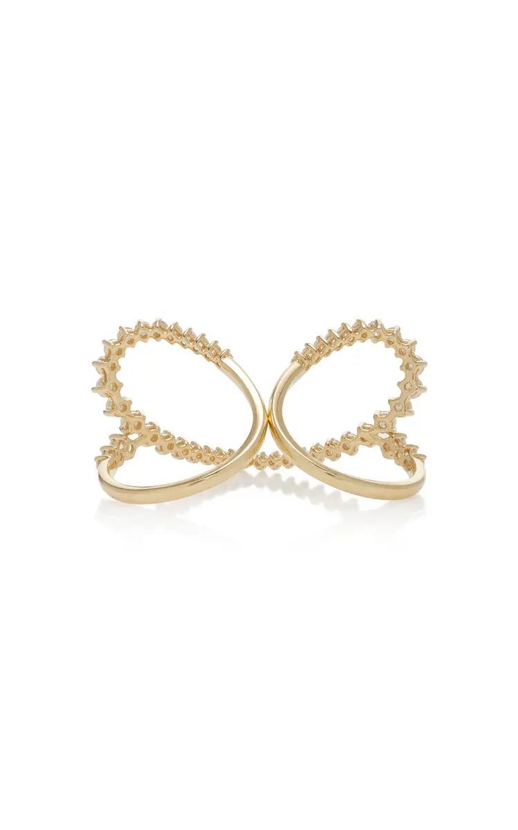 Yvonne Léon 18K Yellow Gold Diamond Double Heart Ring | Thumbnail 5 Yvonne Léon 18K Yellow Gold Diamond Double Heart Ring | Thumbnail 5