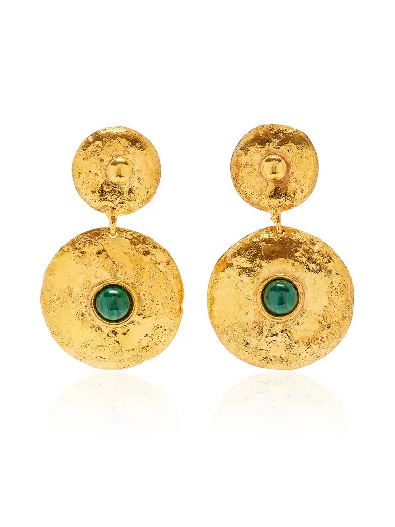 Sylvia Toledano Venus 22K Gold-Plated Malachite Earrings