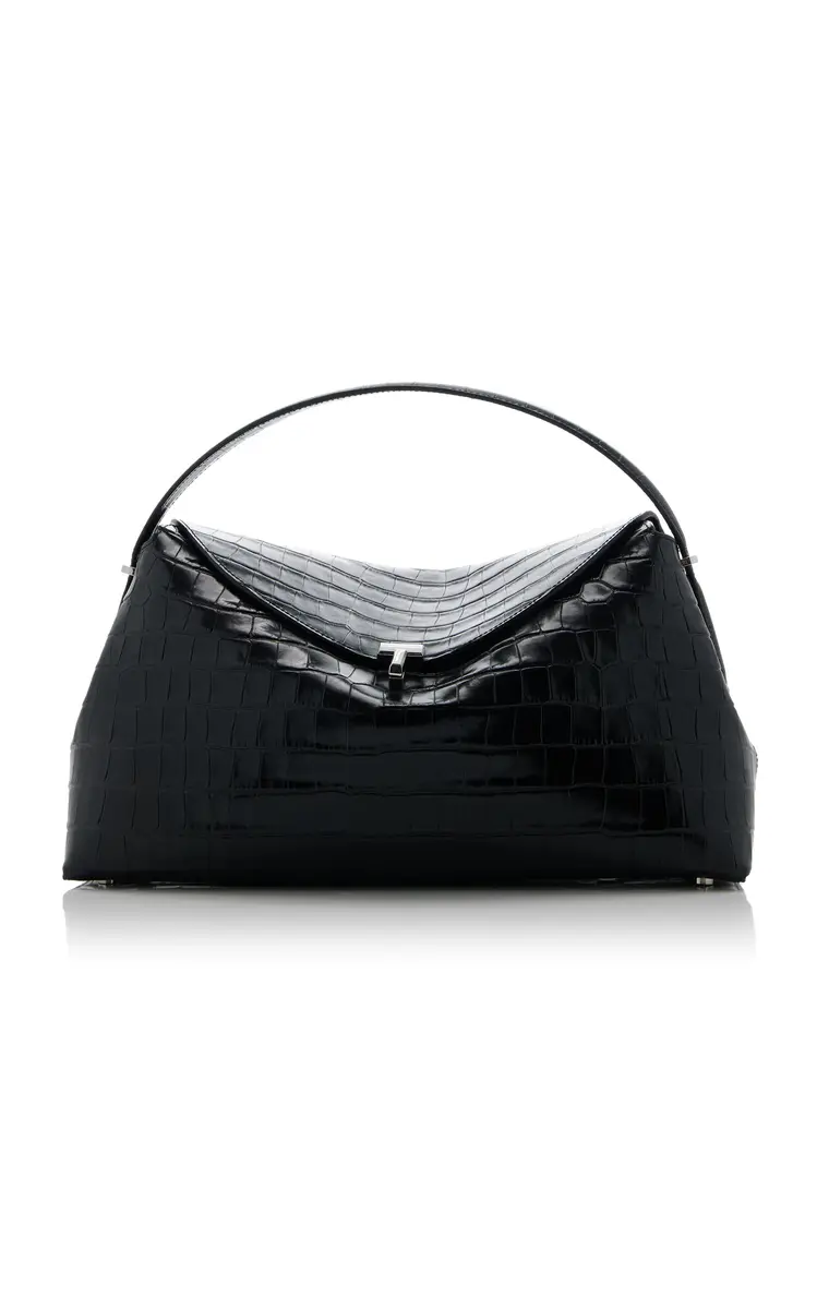 Toteme T-Lock Croc-Effect Leather Top Handle Bag | Image 1 Toteme T-Lock Croc-Effect Leather Top Handle Bag | Image 1