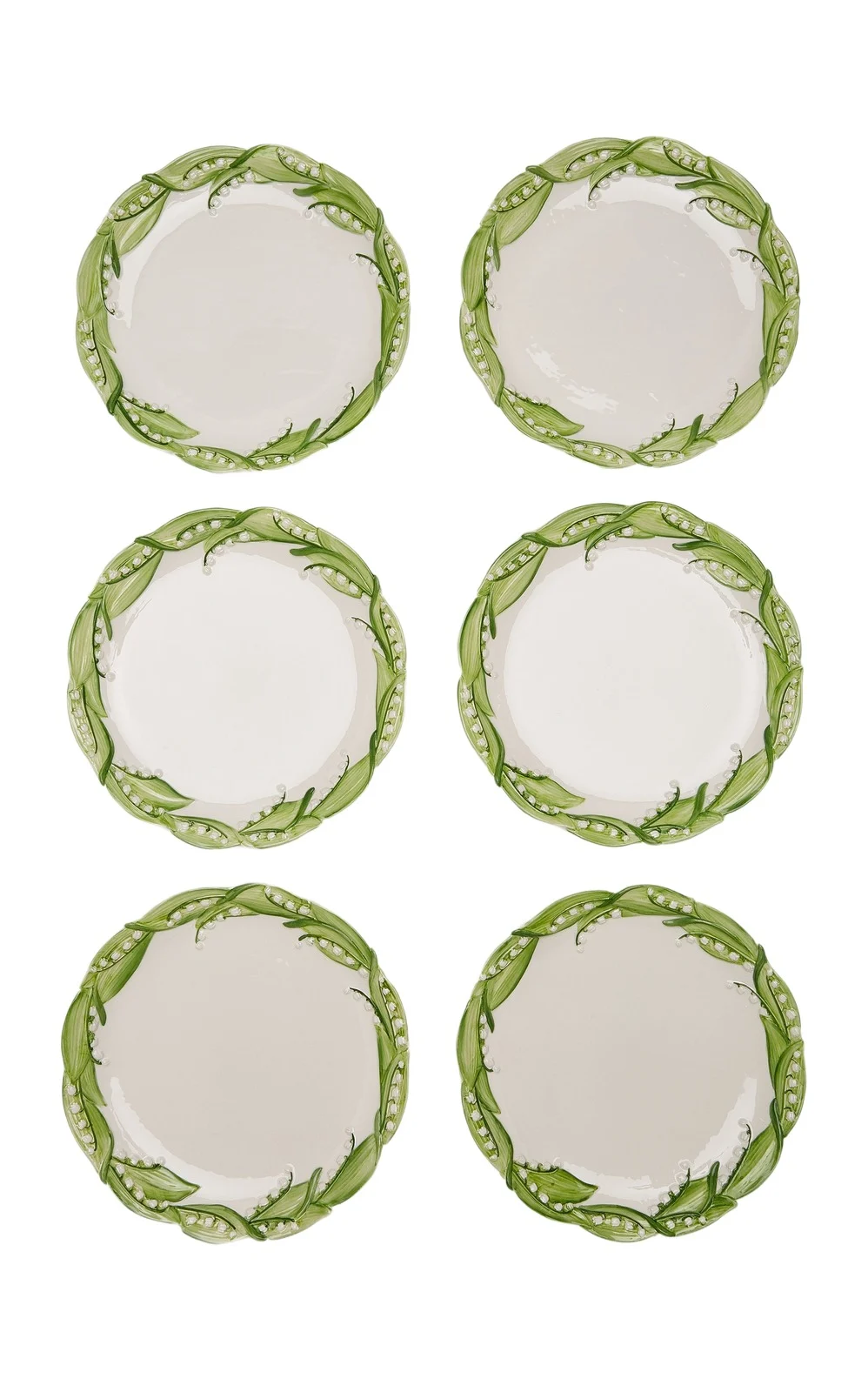 Moda Domus Set-of-Six Lily Of The Valley Ceramic Dinner Plates