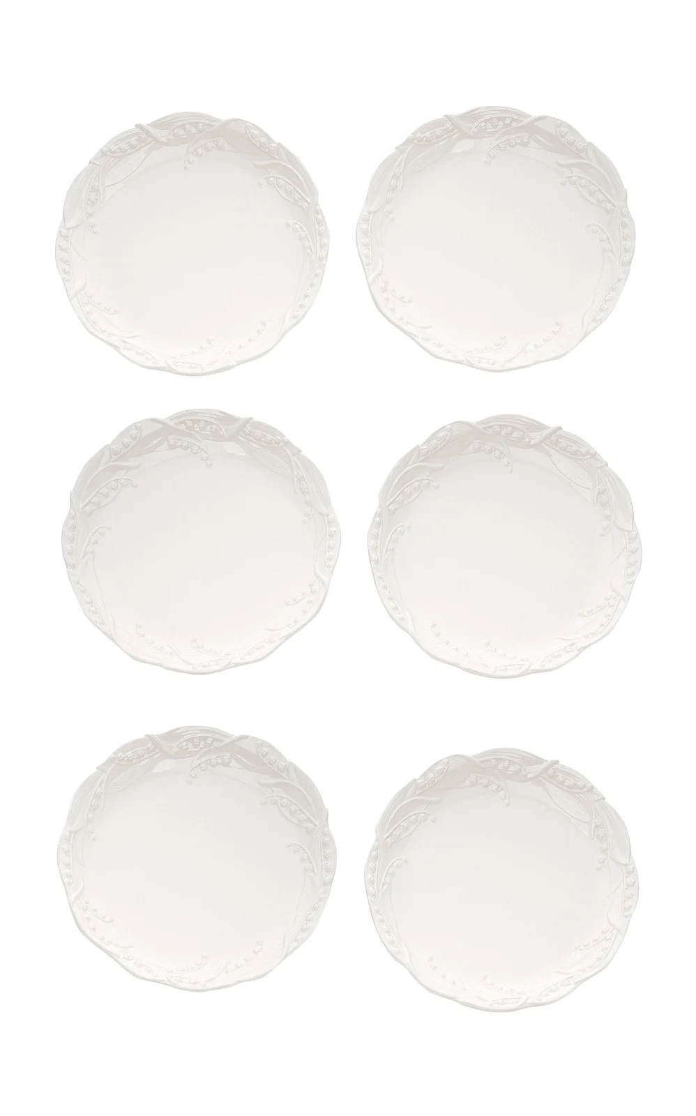 Moda Domus Set of 6 Lily of the Valley Ceramic Dinner Plates