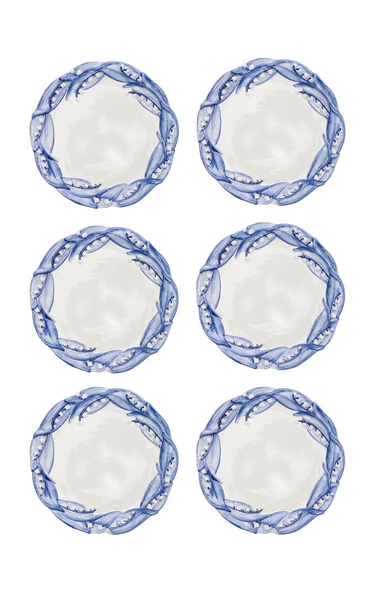 Moda Domus Set-of-Six Lily Of The Valley Ceramic Salad Plates - Green | Thumbnail 15