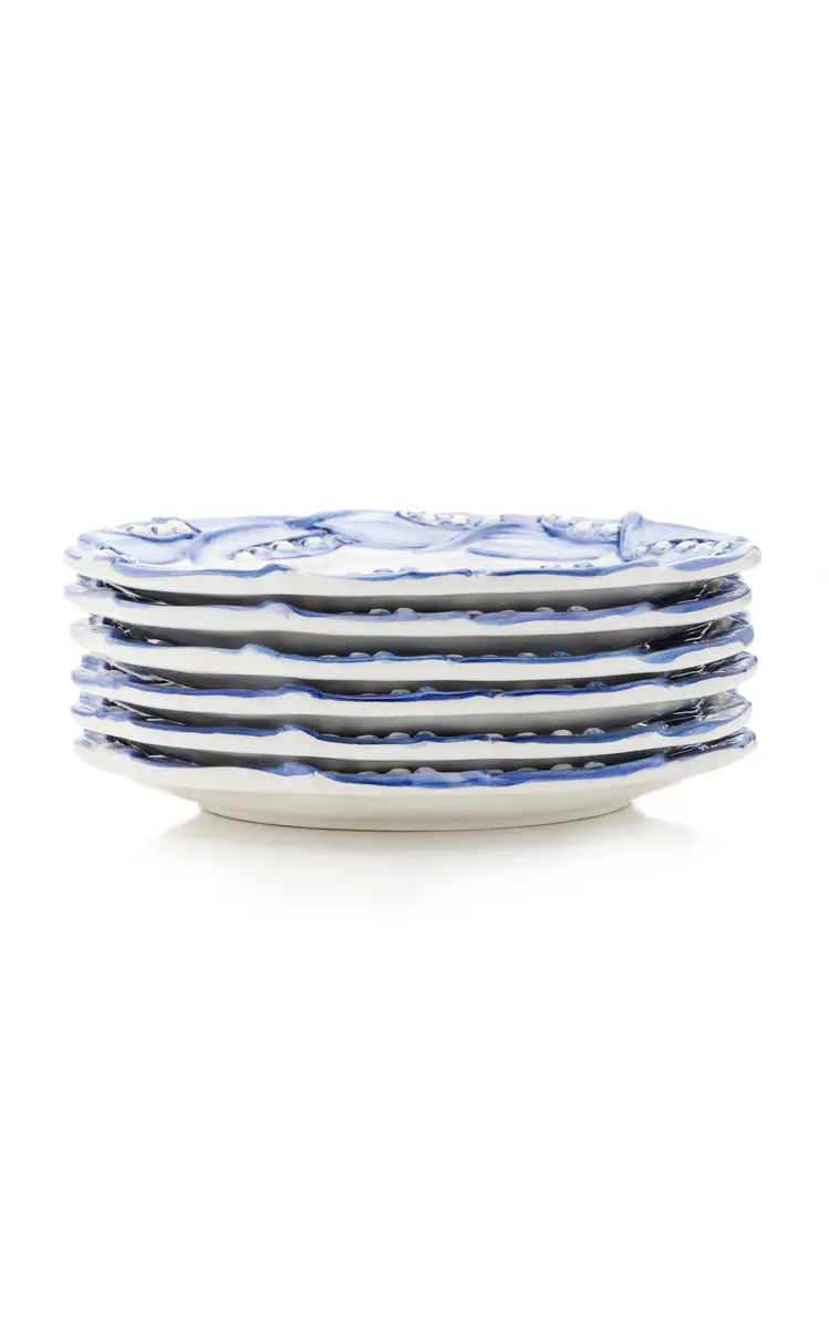 Moda Domus Set-of-Six Lily Of The Valley Ceramic Salad Plates - Green | Thumbnail 5