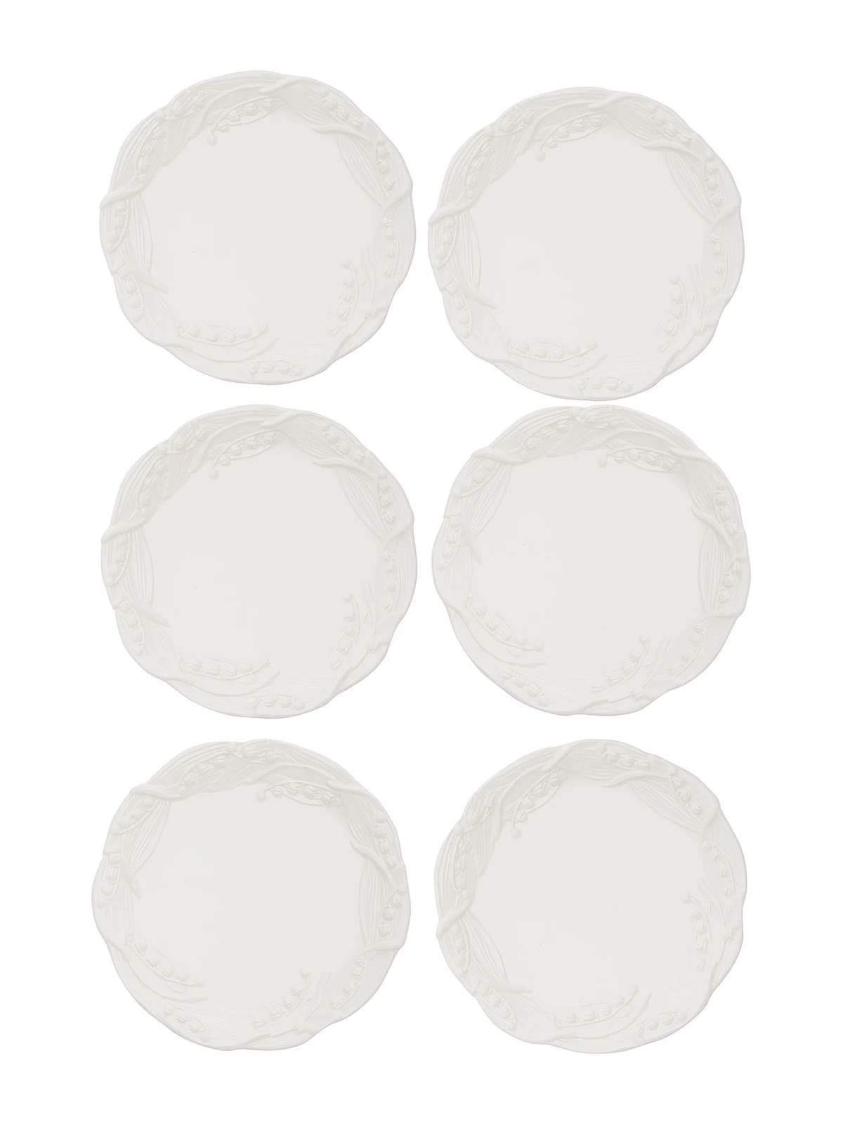 Moda Domus Set of 6 Lily Of The Valley Ceramic Salad Plates