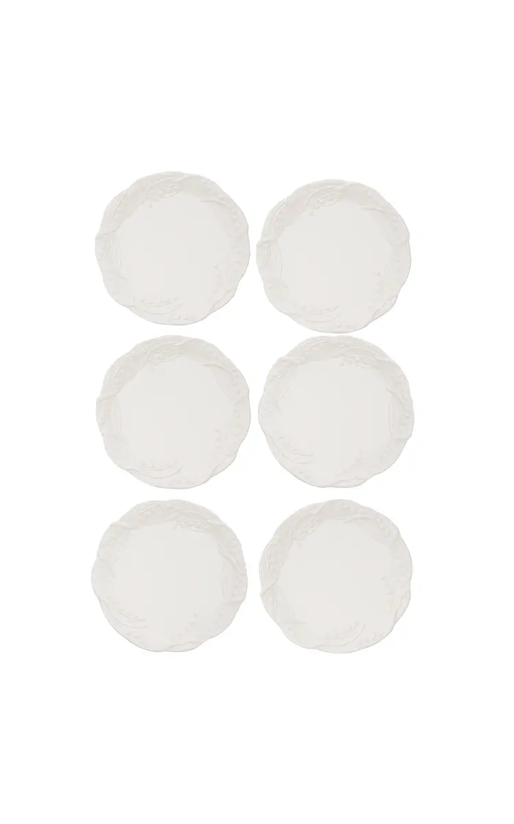 Moda Domus Set of 6 Lily Of The Valley Ceramic Salad Plates