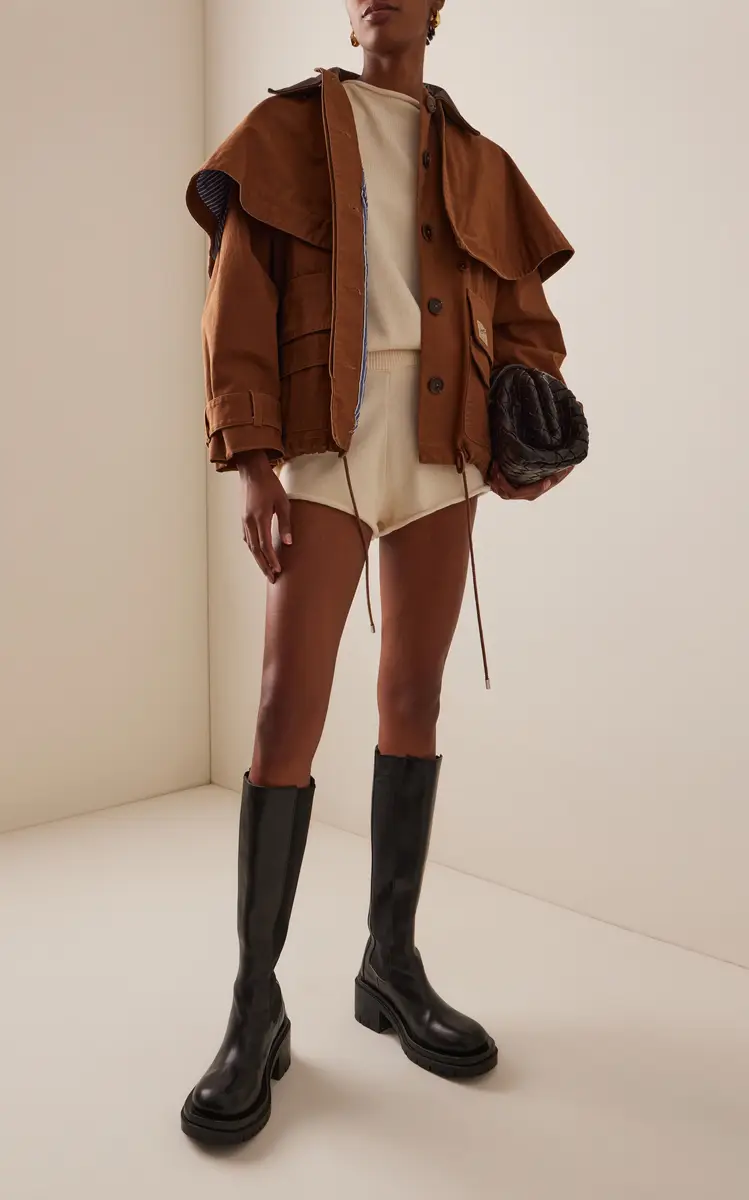 Sea Carolyn Cape-Detailed Cotton Workwear Jacket | Thumbnail 3 Sea Carolyn Cape-Detailed Cotton Workwear Jacket | Thumbnail 3