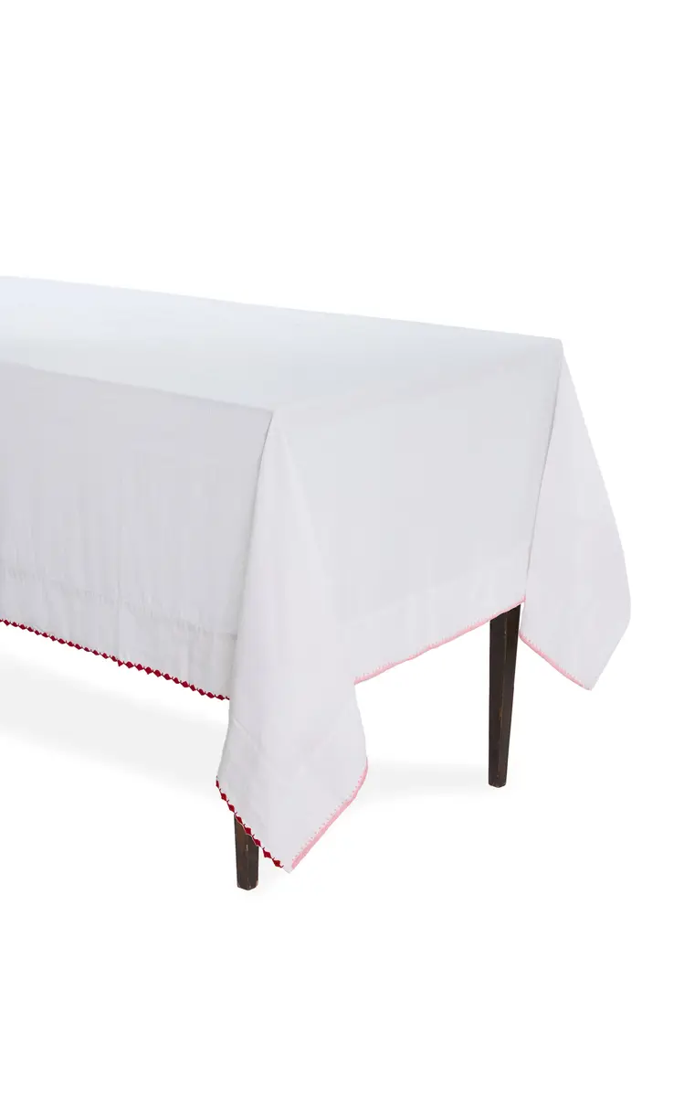 Gohar World Exclusive Á Jour & Crochet Linen Tablecloth - Red | Thumbnail 4