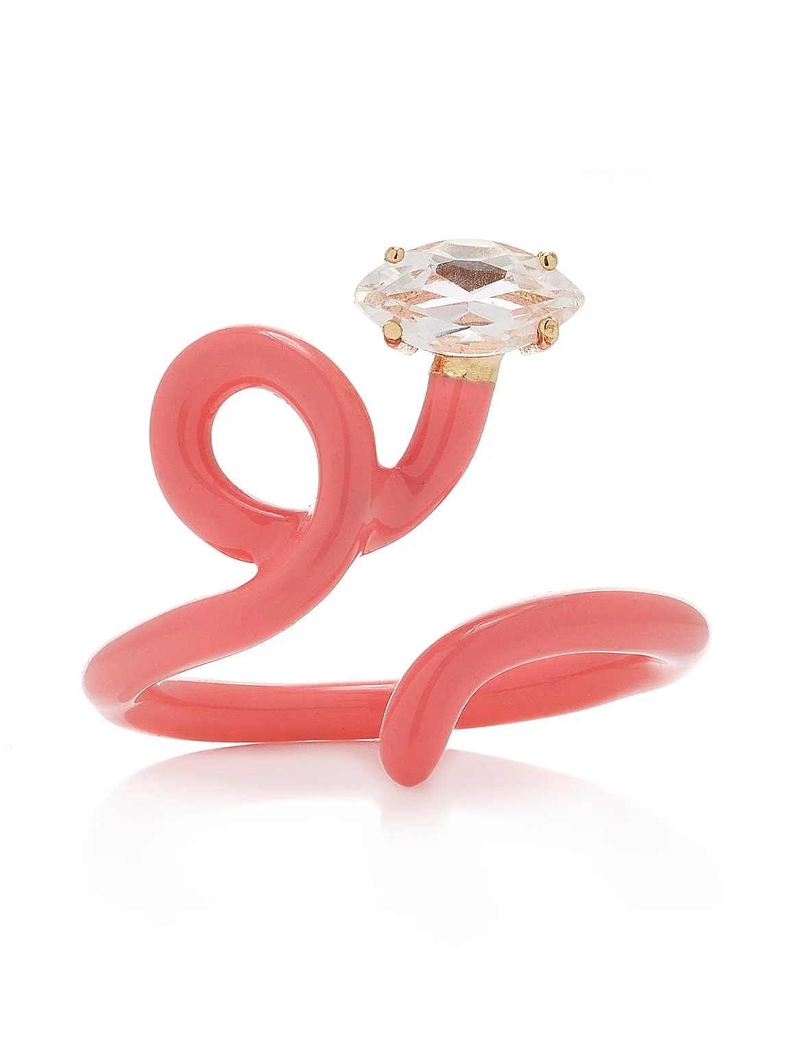 Baby Vine Enameled 9K Rose Gold Crystal Ring