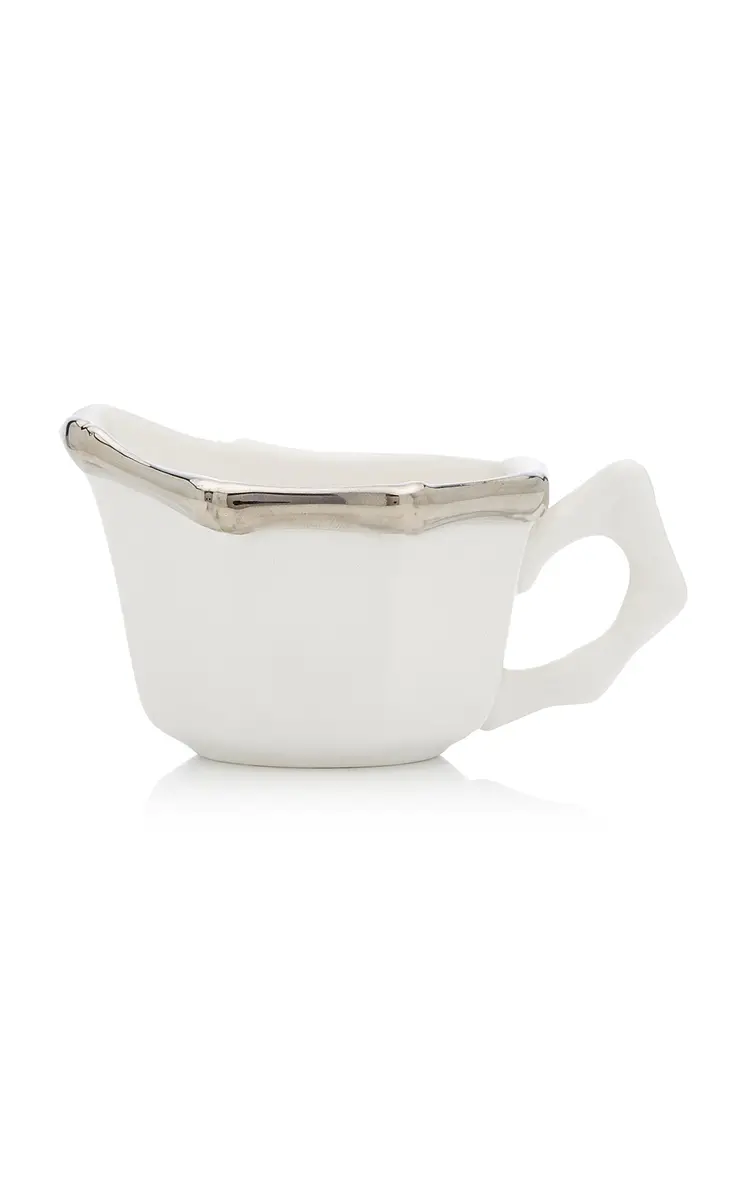 Este Ceramiche for Moda Domus Bamboo Platinum-Trimmed Ceramic Sugar Bowl and Creamer Set - Silver | Thumbnail 3 Este Ceramiche for Moda Domus Bamboo Platinum-Trimmed Ceramic Sugar Bowl and Creamer Set - Silver | Thumbnail 3