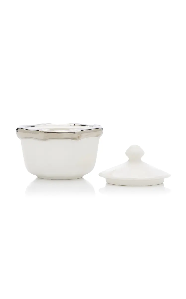 Este Ceramiche for Moda Domus Bamboo Platinum-Trimmed Ceramic Sugar Bowl and Creamer Set - Silver | Thumbnail 5 Este Ceramiche for Moda Domus Bamboo Platinum-Trimmed Ceramic Sugar Bowl and Creamer Set - Silver | Thumbnail 5