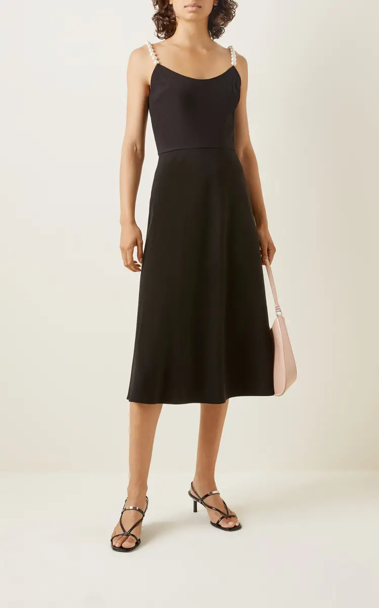 Miu Miu Pearl-Detailed Cady Midi Dress | Thumbnail 3
