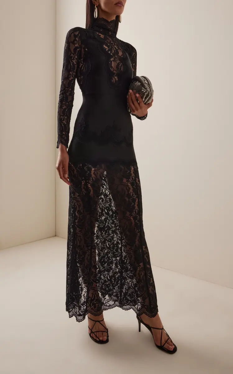 Rabanne Lace Jersey Maxi Dress | Thumbnail 3 Rabanne Lace Jersey Maxi Dress | Thumbnail 3