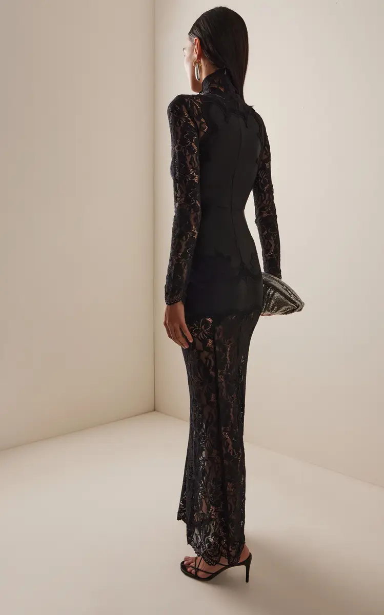 Rabanne Lace Jersey Maxi Dress | Thumbnail 4 Rabanne Lace Jersey Maxi Dress | Thumbnail 4
