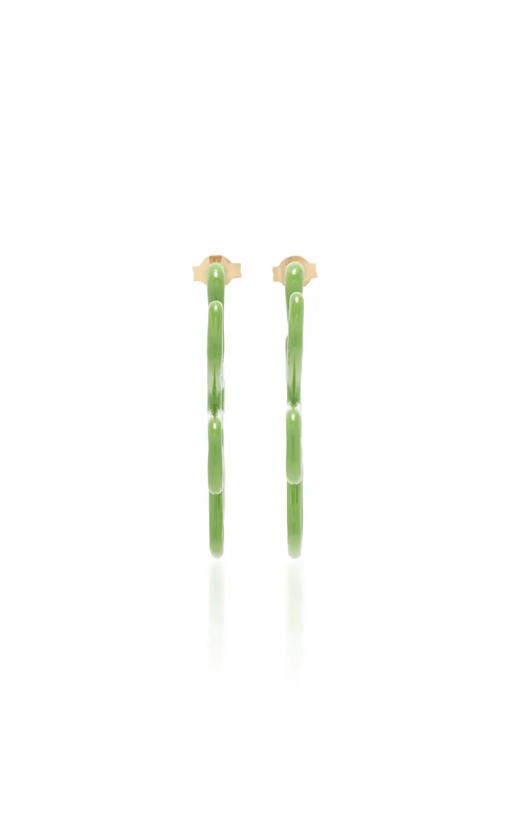 Bea Bongiasca Pistachio 9K Gold; Silver; And Enamel Earrings | Thumbnail 3