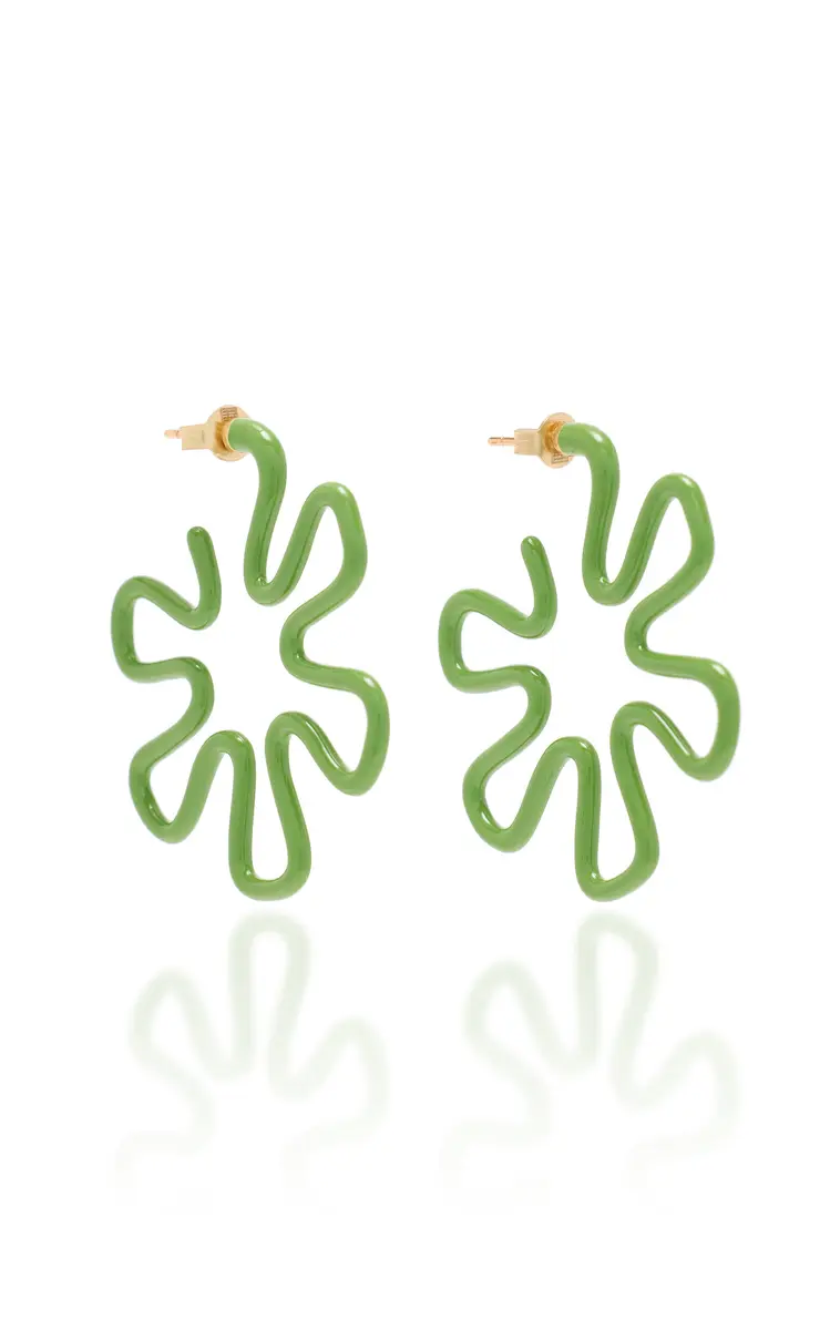 Bea Bongiasca Pistachio 9K Gold; Silver; And Enamel Earrings | Thumbnail 4