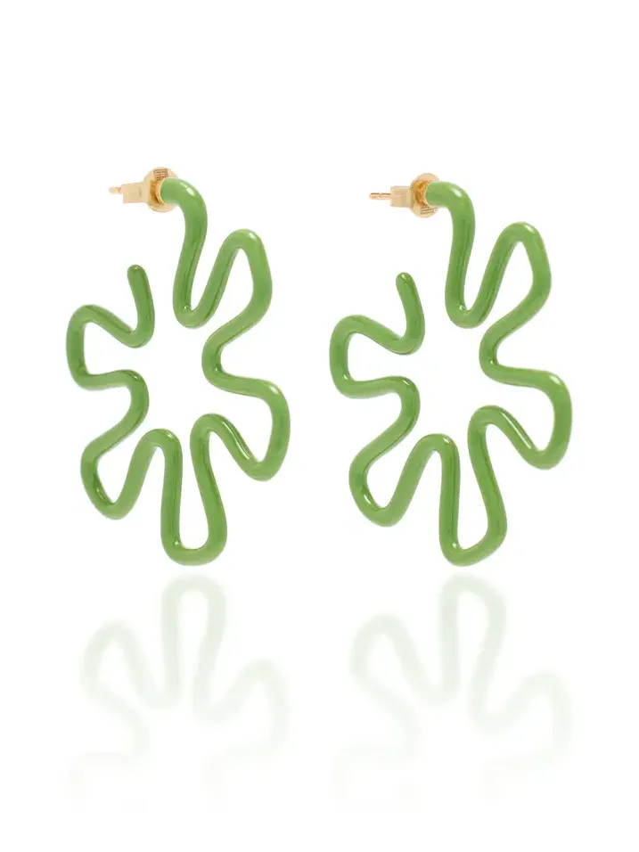 Bea Bongiasca Pistachio 9K Gold; Silver; And Enamel Earrings