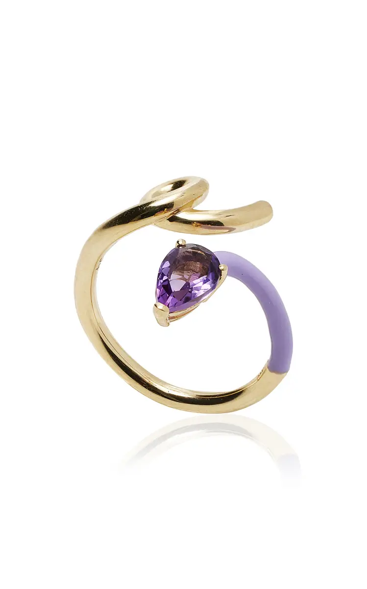Bea Bongiasca Enameled 9K Yellow Gold Amethyst Half Ring | Thumbnail 3