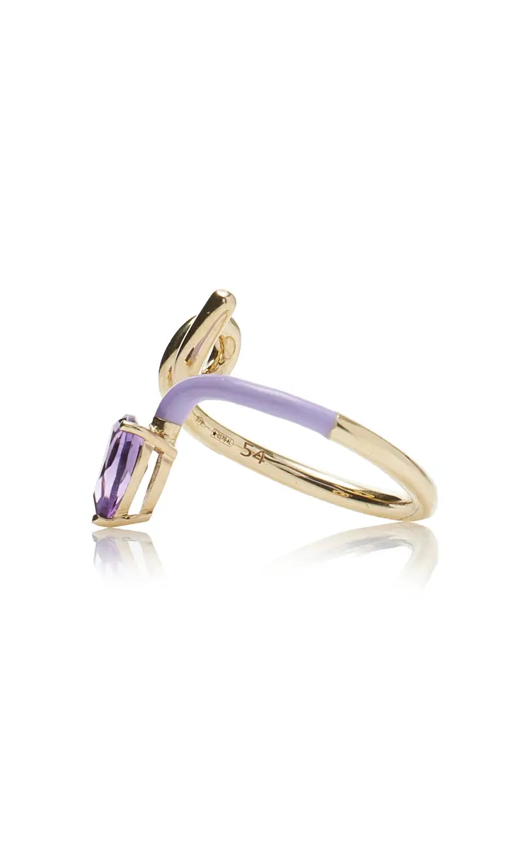 Bea Bongiasca Enameled 9K Yellow Gold Amethyst Half Ring | Thumbnail 4