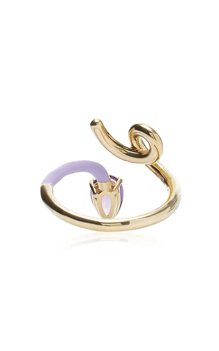 Bea Bongiasca Enameled 9K Yellow Gold Amethyst Half Ring | Thumbnail 5