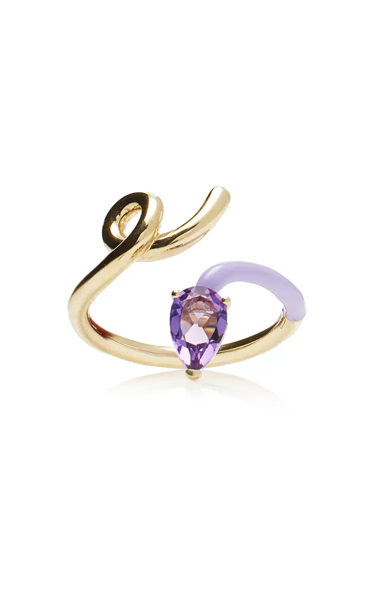 Bea Bongiasca Enameled 9K Yellow Gold Amethyst Half Ring | Thumbnail 6