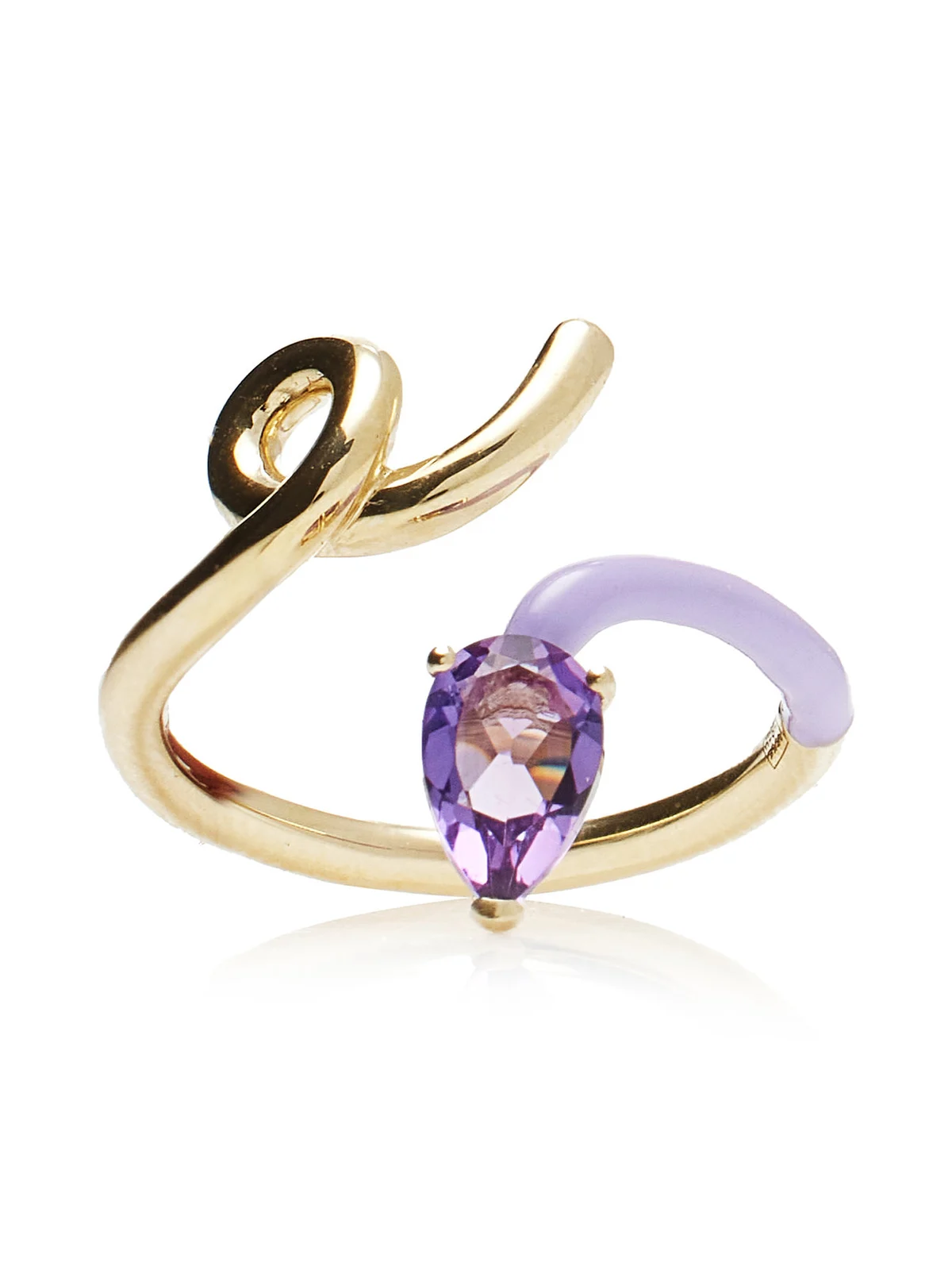 Bea Bongiasca Enameled 9K Yellow Gold Amethyst Half Ring
