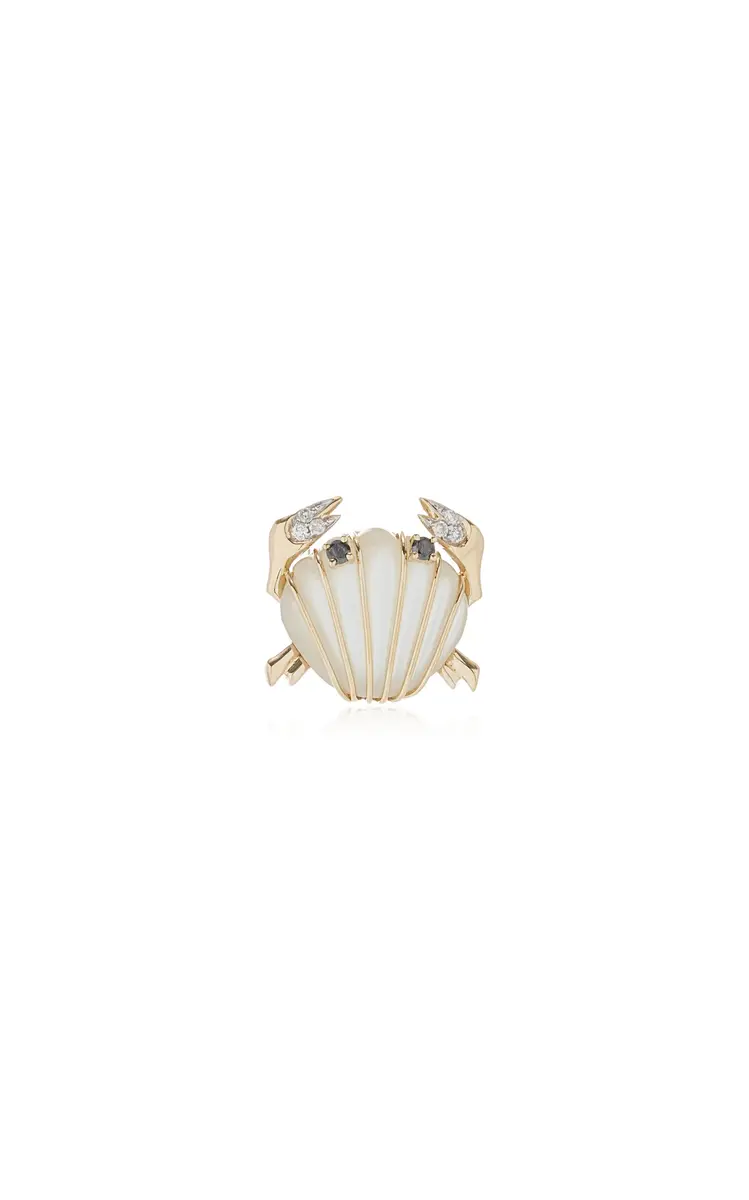 Yvonne Léon Mother Of Pearl Crab Single Earring | Thumbnail 4 Yvonne Léon Mother Of Pearl Crab Single Earring | Thumbnail 4