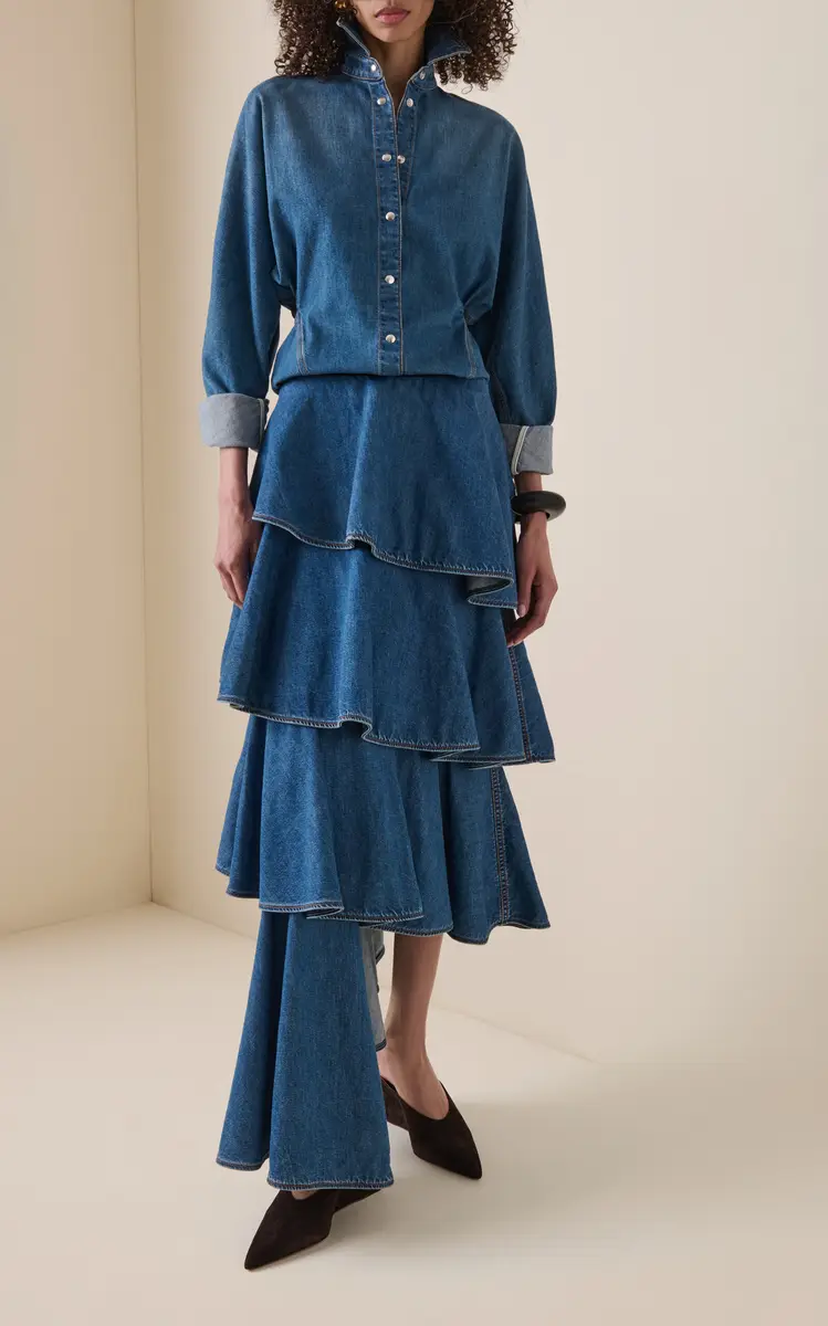 ALAÏA Spiral Denim Skirt | Thumbnail 2 ALAÏA Spiral Denim Skirt | Thumbnail 2