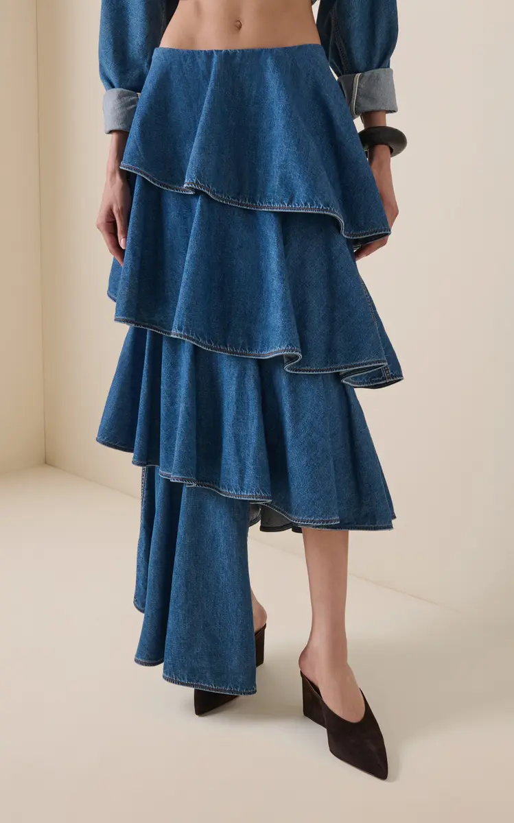 ALAÏA Spiral Denim Skirt | Thumbnail 3 ALAÏA Spiral Denim Skirt | Thumbnail 3