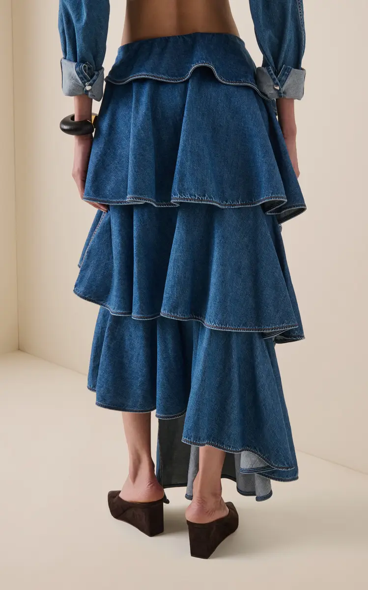 ALAÏA Spiral Denim Skirt | Thumbnail 4 ALAÏA Spiral Denim Skirt | Thumbnail 4