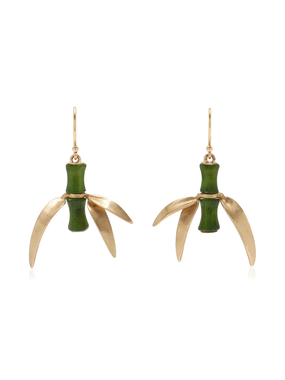 Annette Ferdinandsen Bamboo 14K Gold Jade Earrings