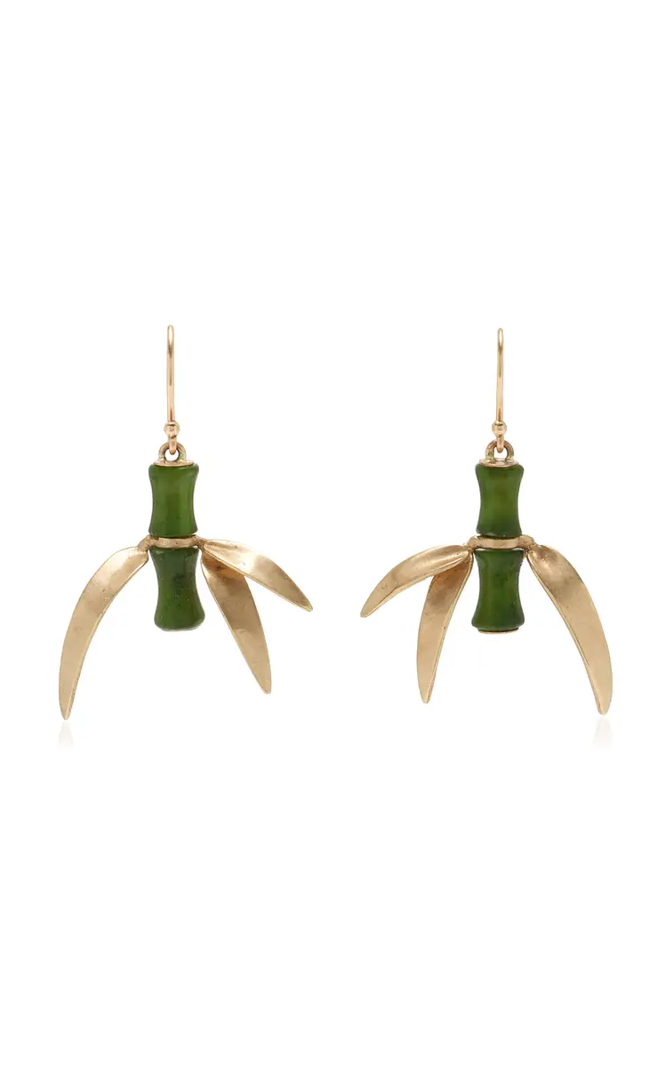 Annette Ferdinandsen Bamboo 14K Gold Jade Earrings