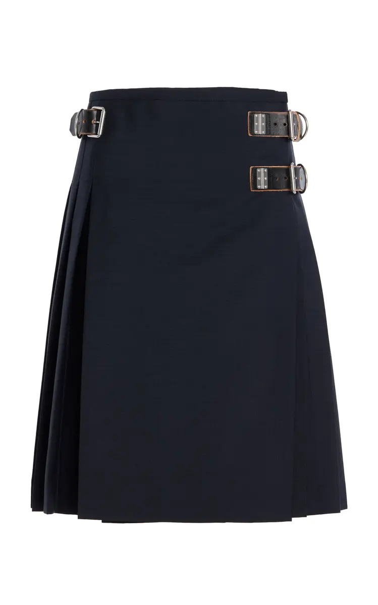 Prada Belt-Detailed Pleated Wool-Blend Midi Skirt | Thumbnail 6 Prada Belt-Detailed Pleated Wool-Blend Midi Skirt | Thumbnail 6