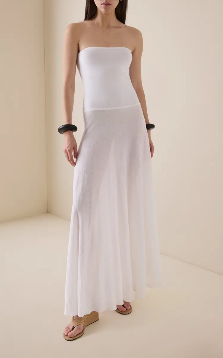 ALAÏA Strapless Linen Maxi Dress | Thumbnail 3 ALAÏA Strapless Linen Maxi Dress | Thumbnail 3