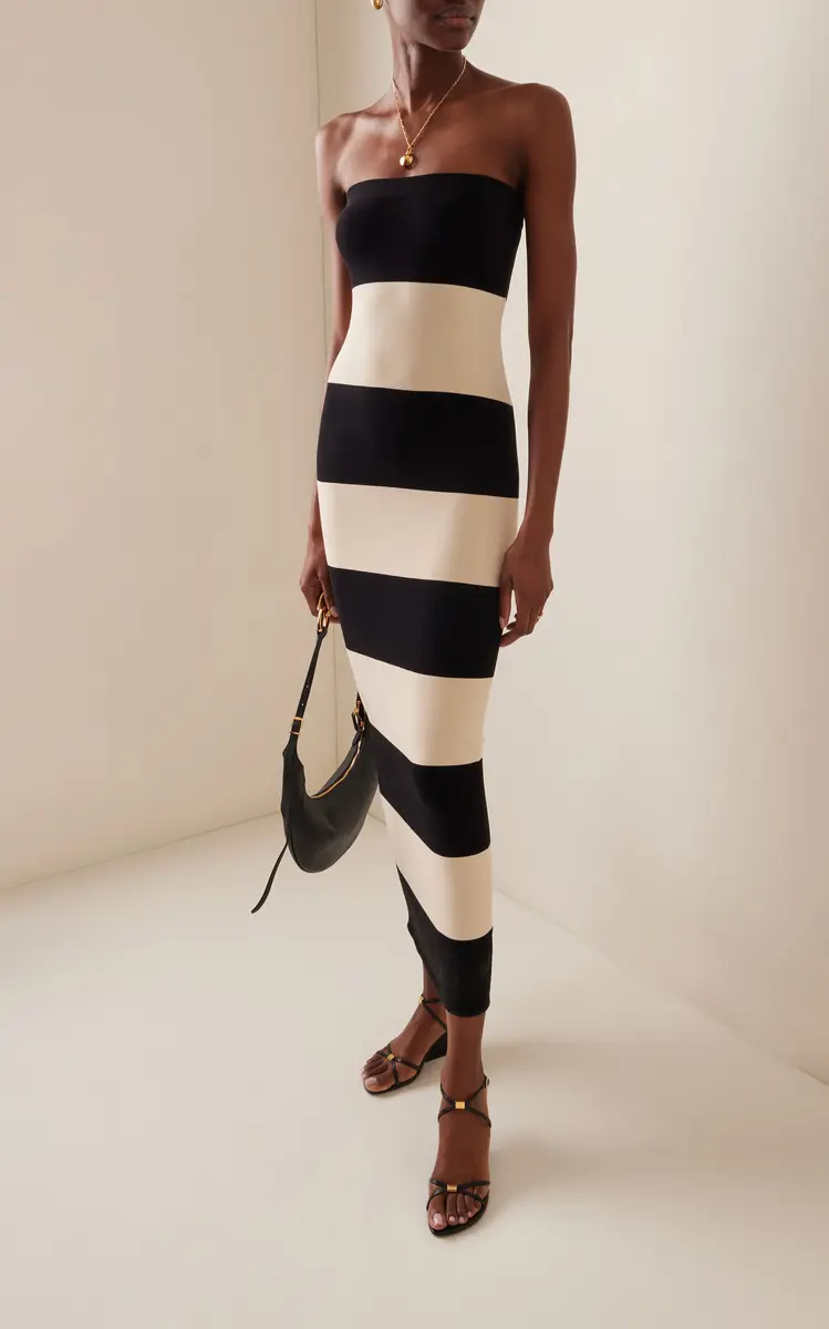 Posse Exclusive Theo Striped Jersey Strapless Maxi Dress | Thumbnail 3