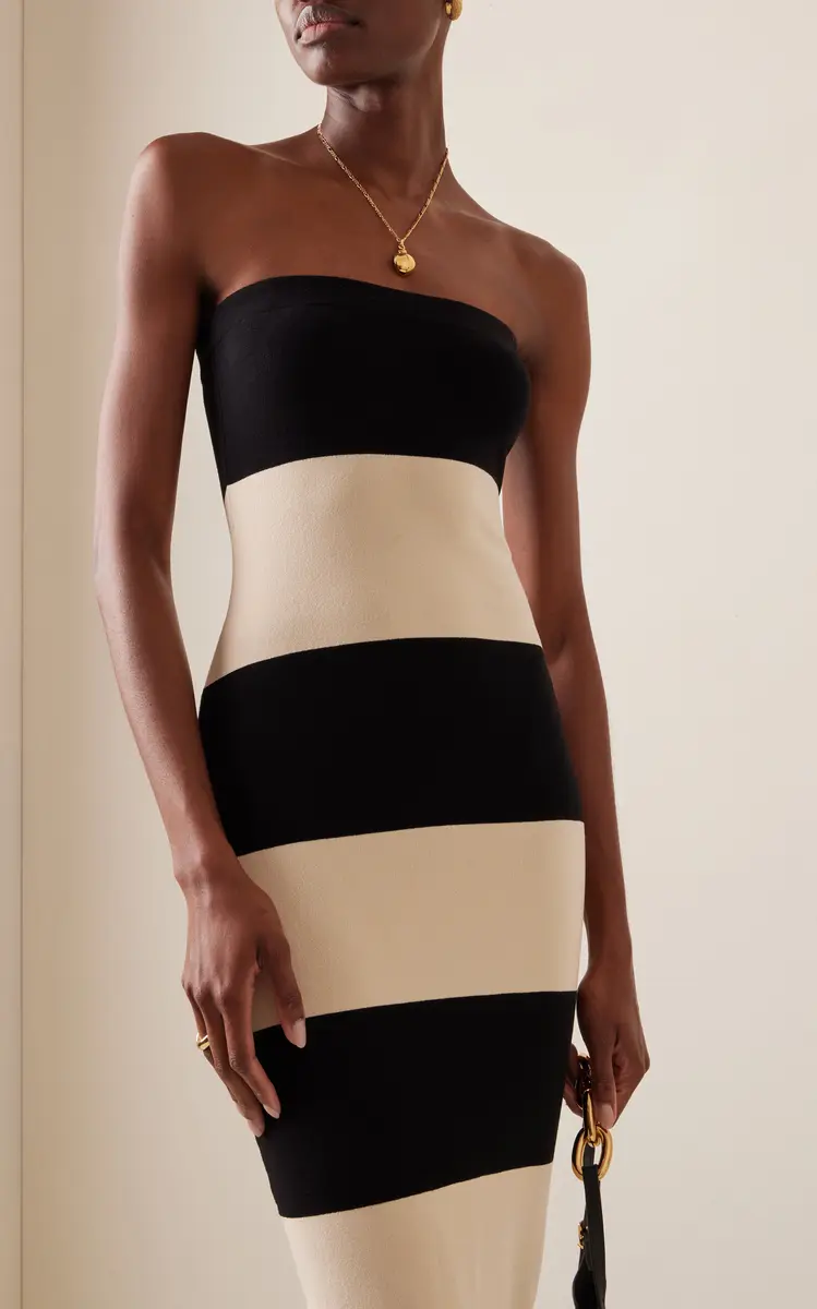 Posse Exclusive Theo Striped Jersey Strapless Maxi Dress | Thumbnail 4