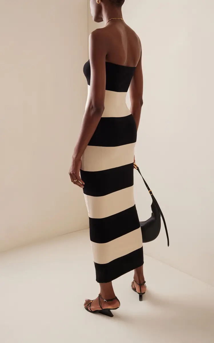 Posse Exclusive Theo Striped Jersey Strapless Maxi Dress | Thumbnail 5