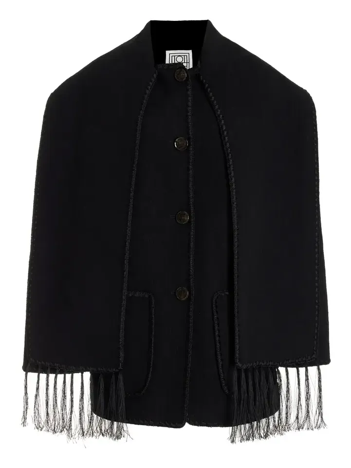 Embriodered Wool-Blend Scarf Jacket