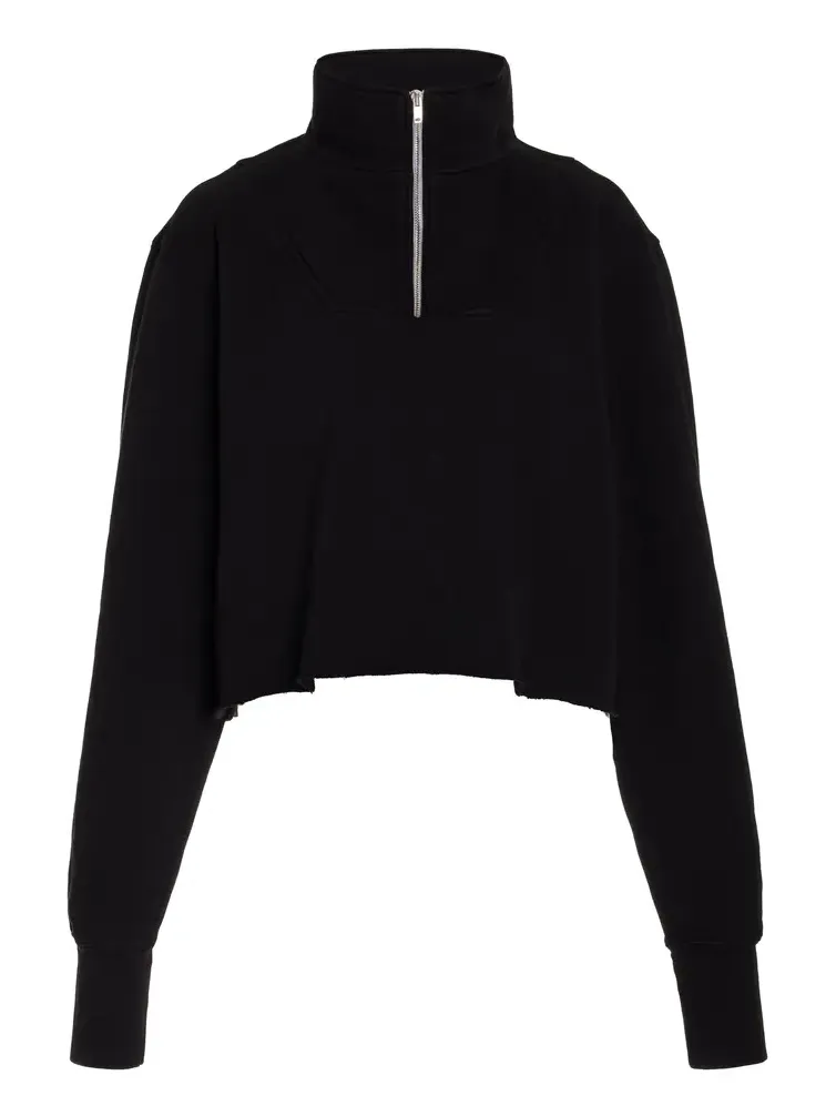 Hayley Cropped Half Zip Cotton Sweatshirt