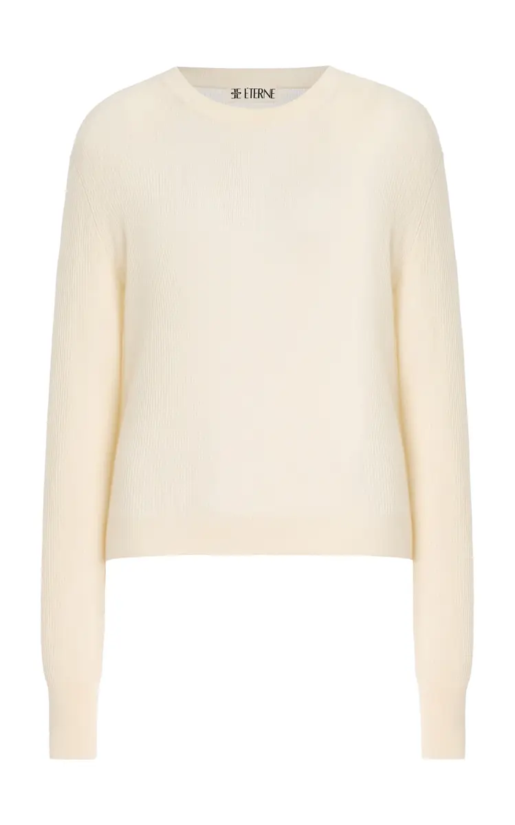 Éterne Clark Ribbed Cashmere T-Shirt | Image 1 Éterne Clark Ribbed Cashmere T-Shirt | Image 1