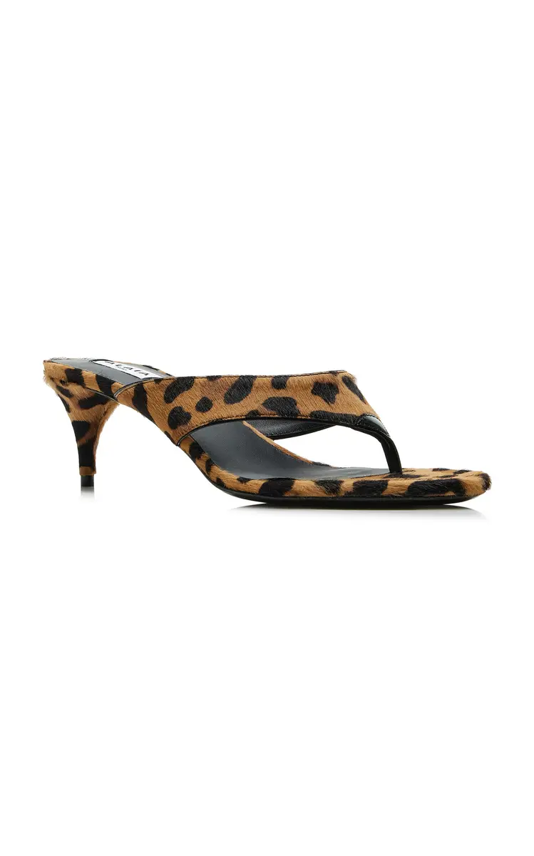 Alaïa Infradito Leopard-Print Pony Hair Thong Sandals | Thumbnail 3 Alaïa Infradito Leopard-Print Pony Hair Thong Sandals | Thumbnail 3