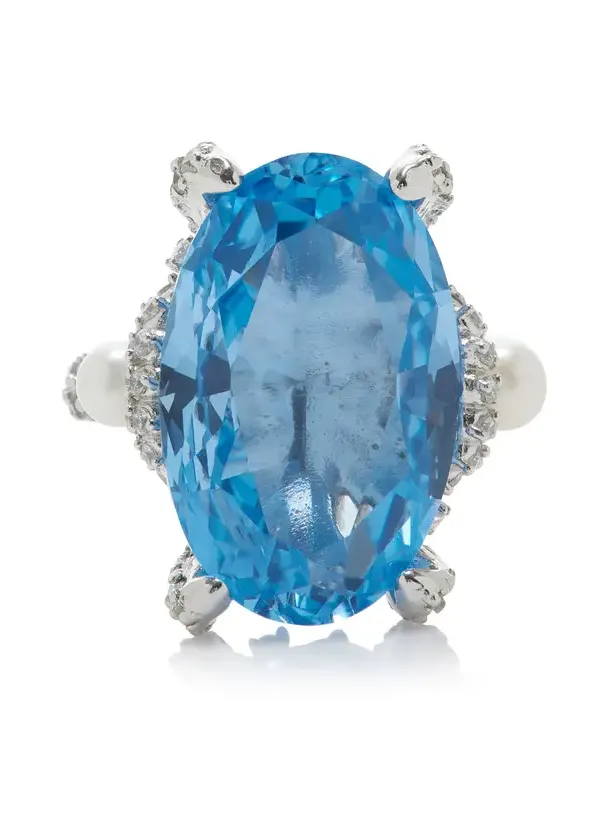 Mermaid 18K White Gold; Rhodium Vermeil Multi-Gem Ring Mermaid 18K White Gold; Rhodium Vermeil Multi-Gem Ring