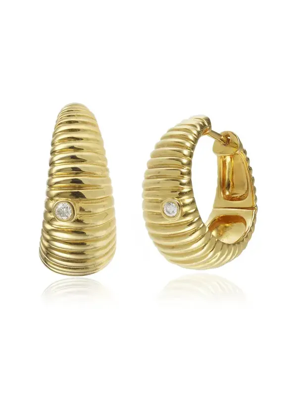 9K Gold Diamond Hoop Earrings