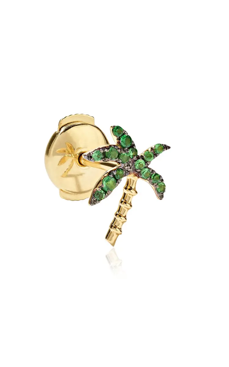 Yvonne Léon Palm Tree Single Stud Earring Tsavorites Yellow Gold | Thumbnail 3 Yvonne Léon Palm Tree Single Stud Earring Tsavorites Yellow Gold | Thumbnail 3
