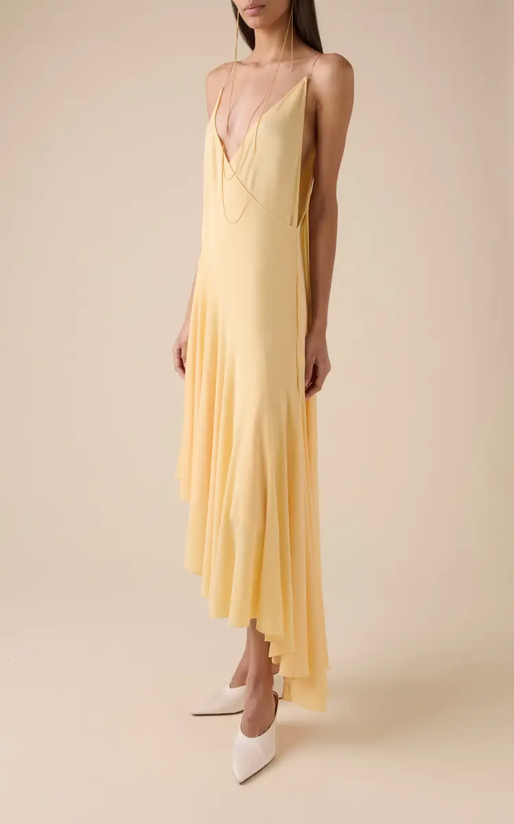 ALAÏA Asymmetric Cotton Midi Slip Dress | Thumbnail 6 ALAÏA Asymmetric Cotton Midi Slip Dress | Thumbnail 6