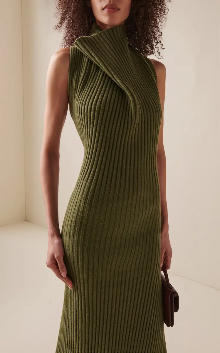 Victoria Beckham Asymmetric Wool-Blend Maxi Dress | Thumbnail 4 Victoria Beckham Asymmetric Wool-Blend Maxi Dress | Thumbnail 4