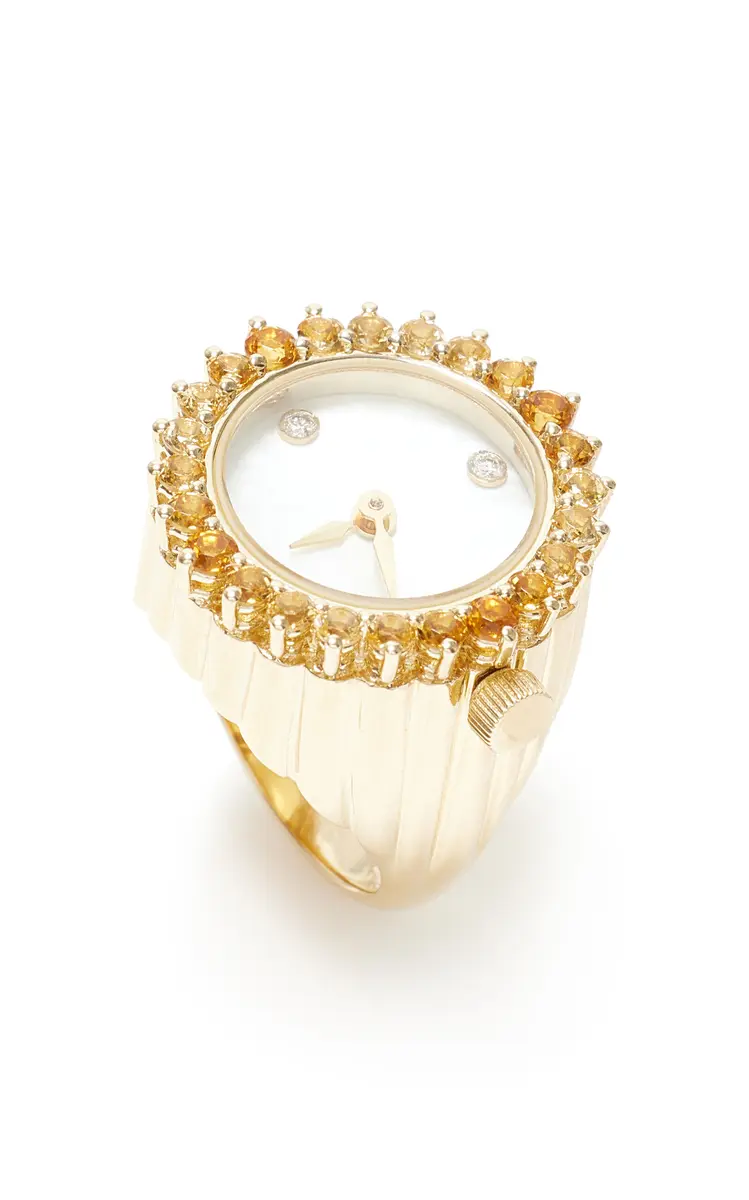 Yvonne Léon Exclusive Riviera 9K Yellow Gold Ombre Citrine Clock Ring | Thumbnail 6