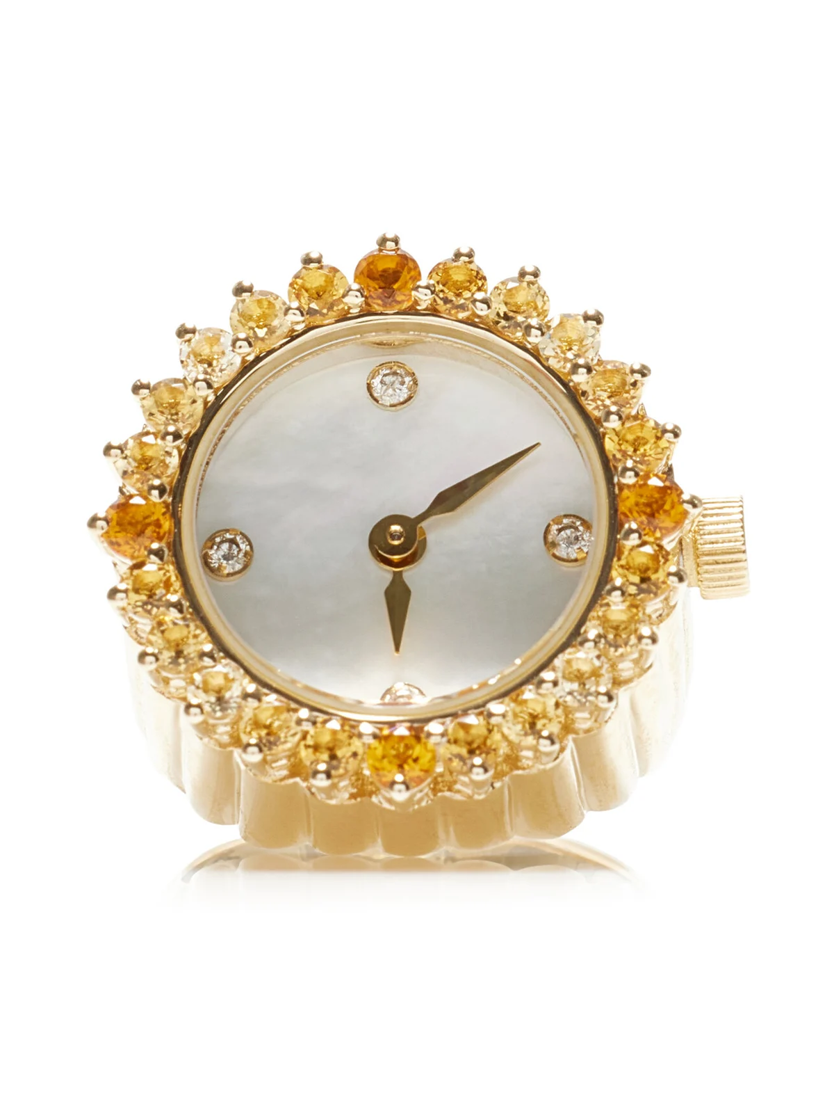 Yvonne Léon Exclusive Riviera 9K Yellow Gold Ombre Citrine Clock Ring