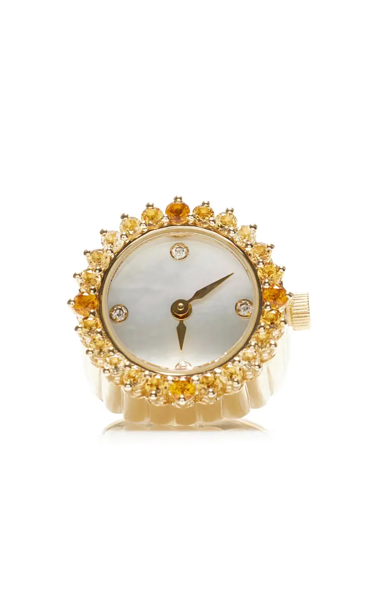 Exclusive Riviera 9K Yellow Gold Ombre Citrine Clock Ring Exclusive Riviera 9K Yellow Gold Ombre Citrine Clock Ring